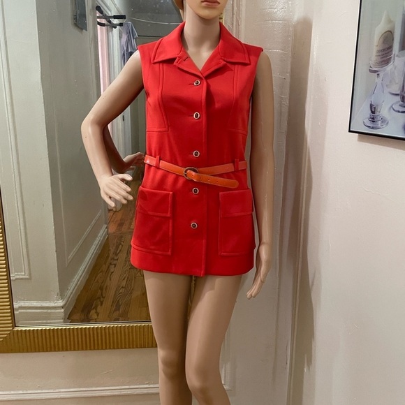 Kimberly Jackets & Blazers - Kimbely Red vintage Sleeveless Button-Up Vest with Belt